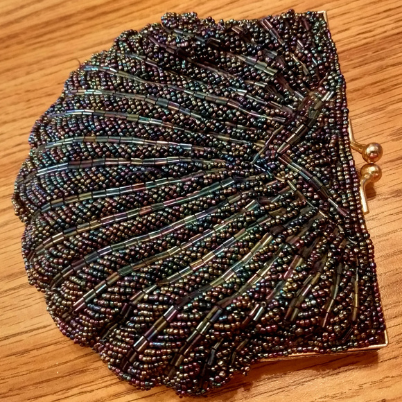 Vtg 80's Beaded Clutch Handbag - Picture 2 of 4